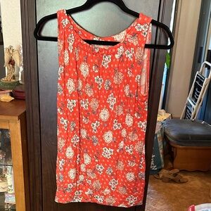 LOFT Red Floral Tank Top